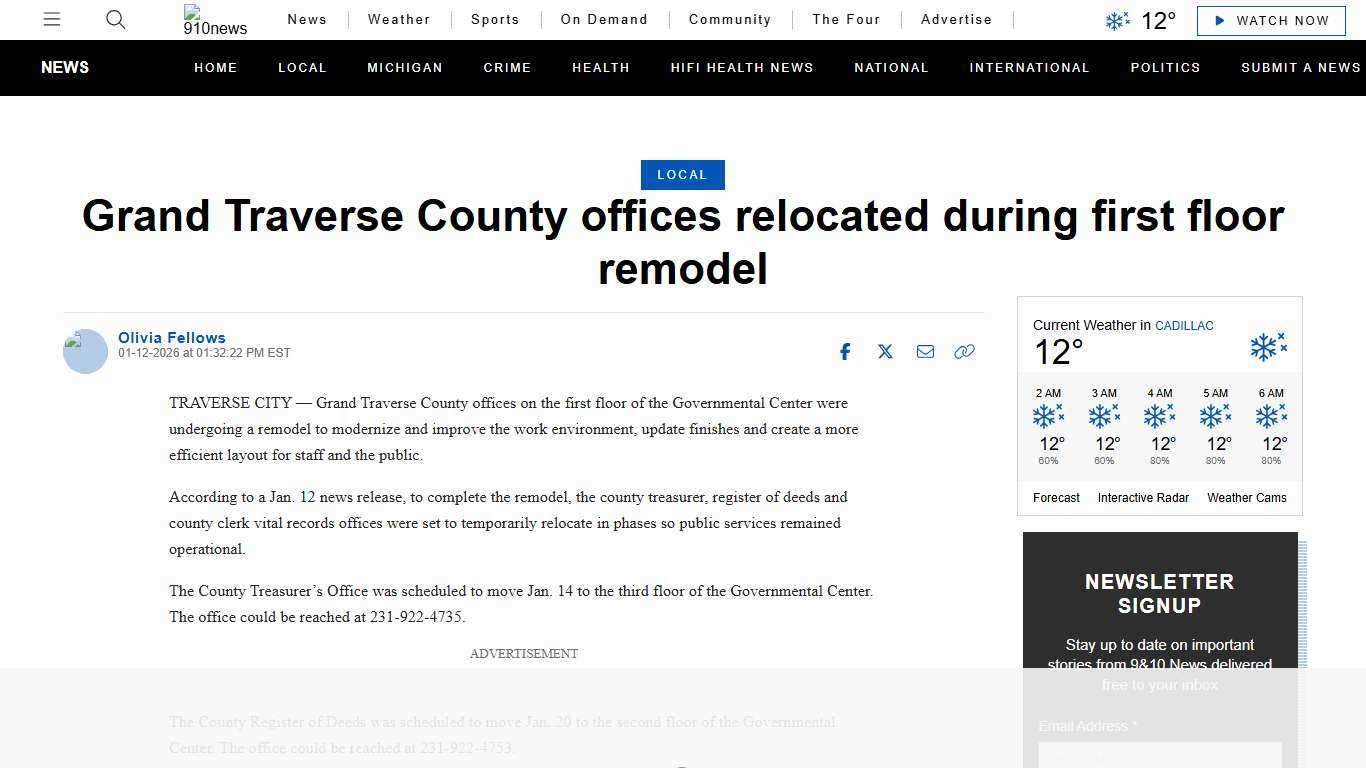Grand Traverse County offices relocated during first floor remodel – 910News.com